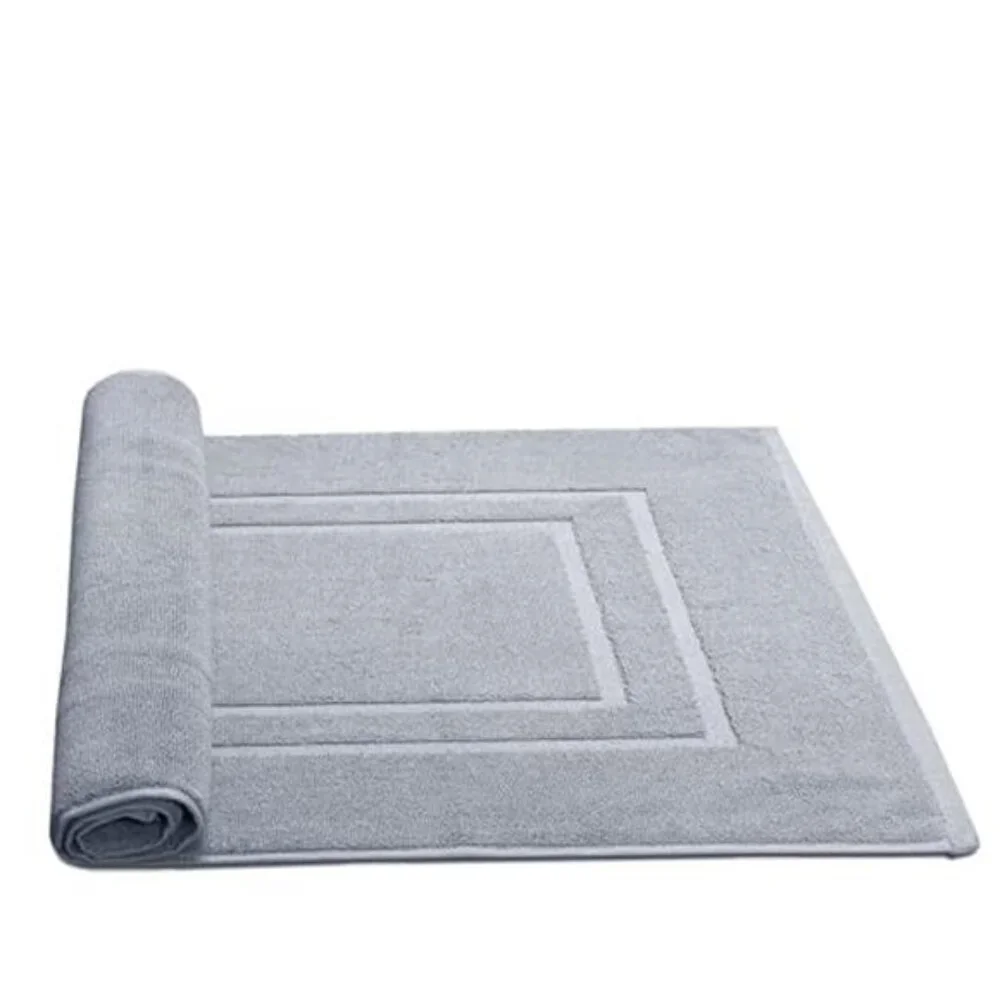 2 Piece Cotton Terry Bath Mats 30x21 Soft Absorbent Washable Grey